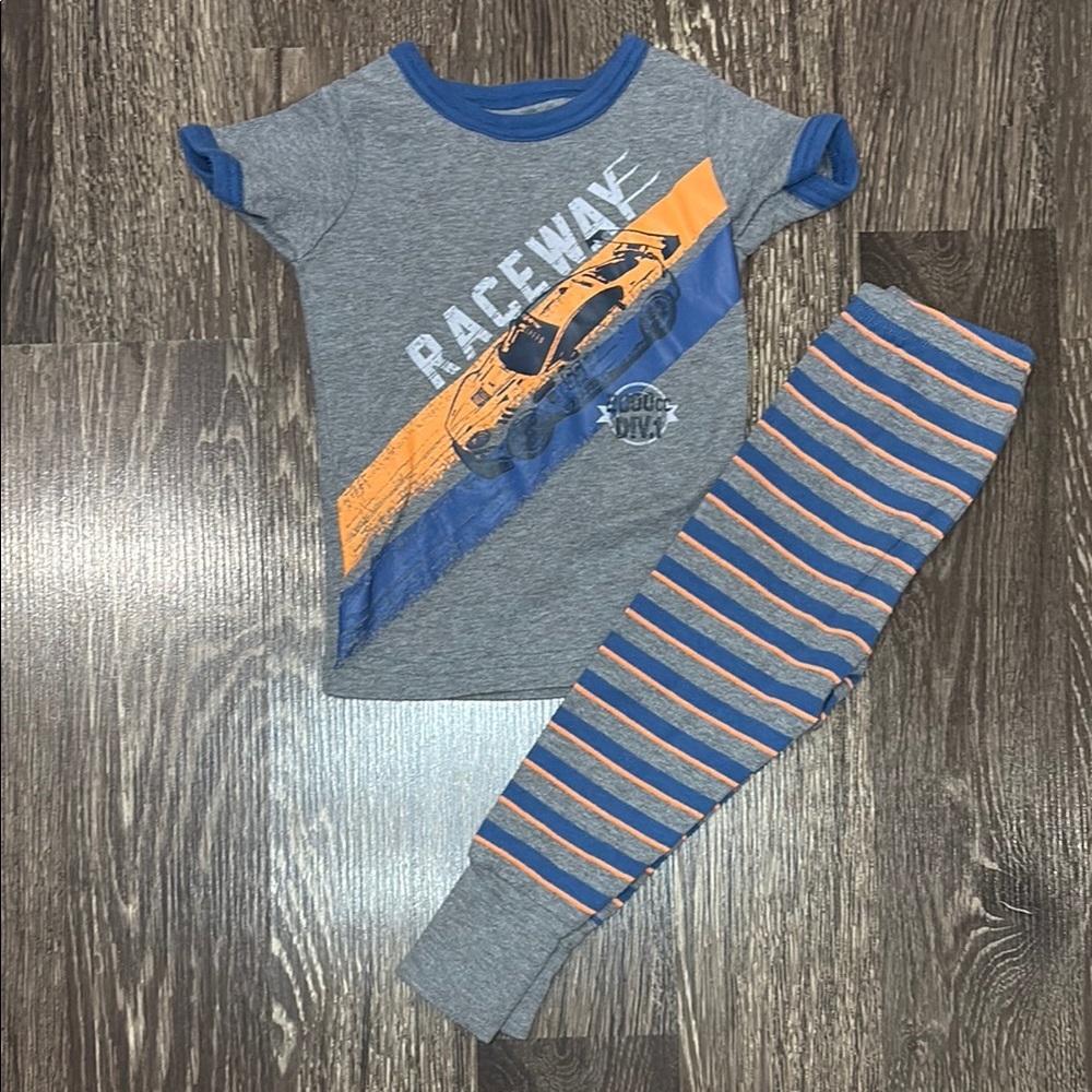 Oshkosh Raceway Race car Kids Pajamas Set - Gray and Blue size 18 months